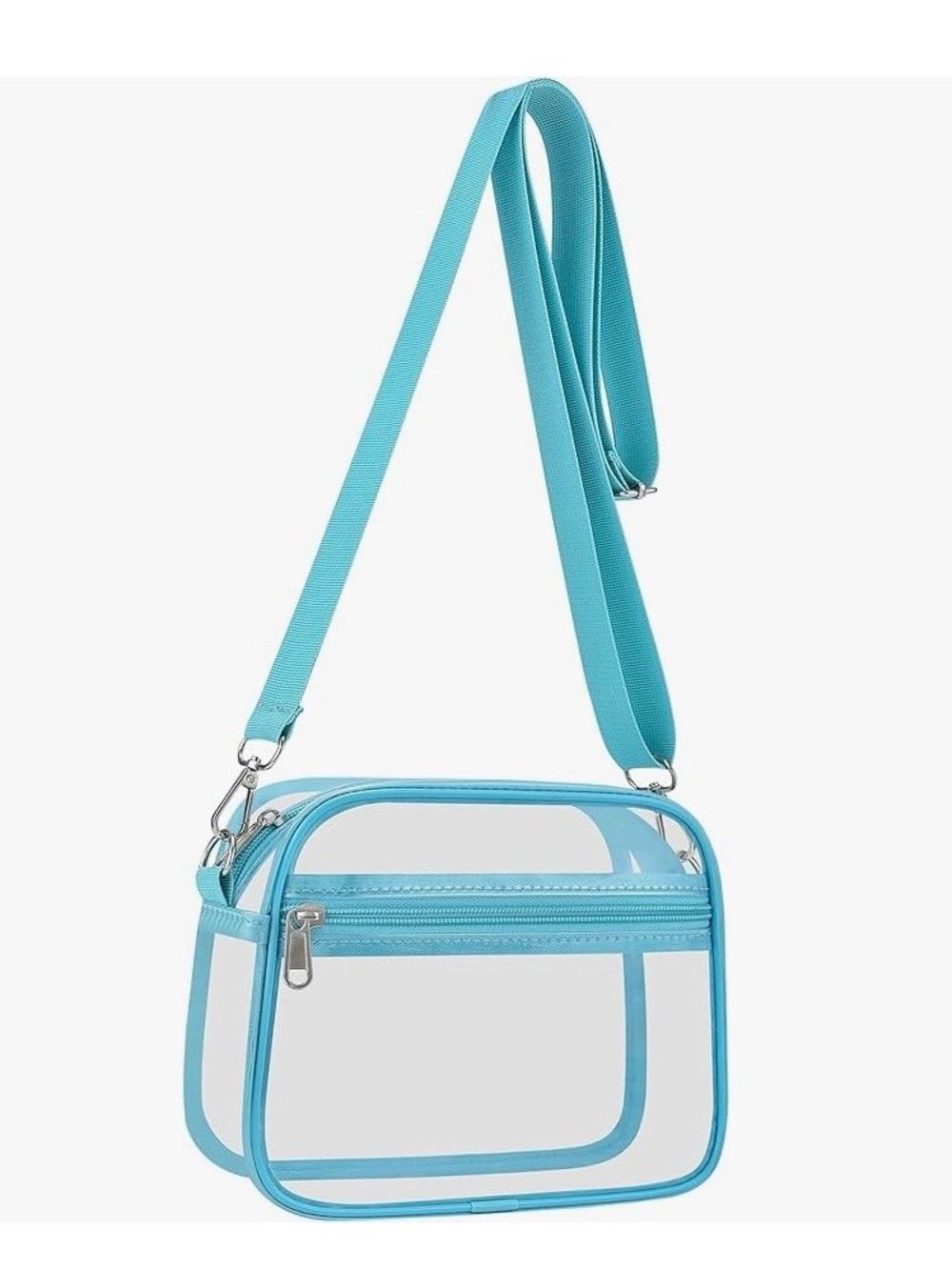 Clear Crossbody Bag with Aqua Trim - Lightweight Women's Shoulder Bag
